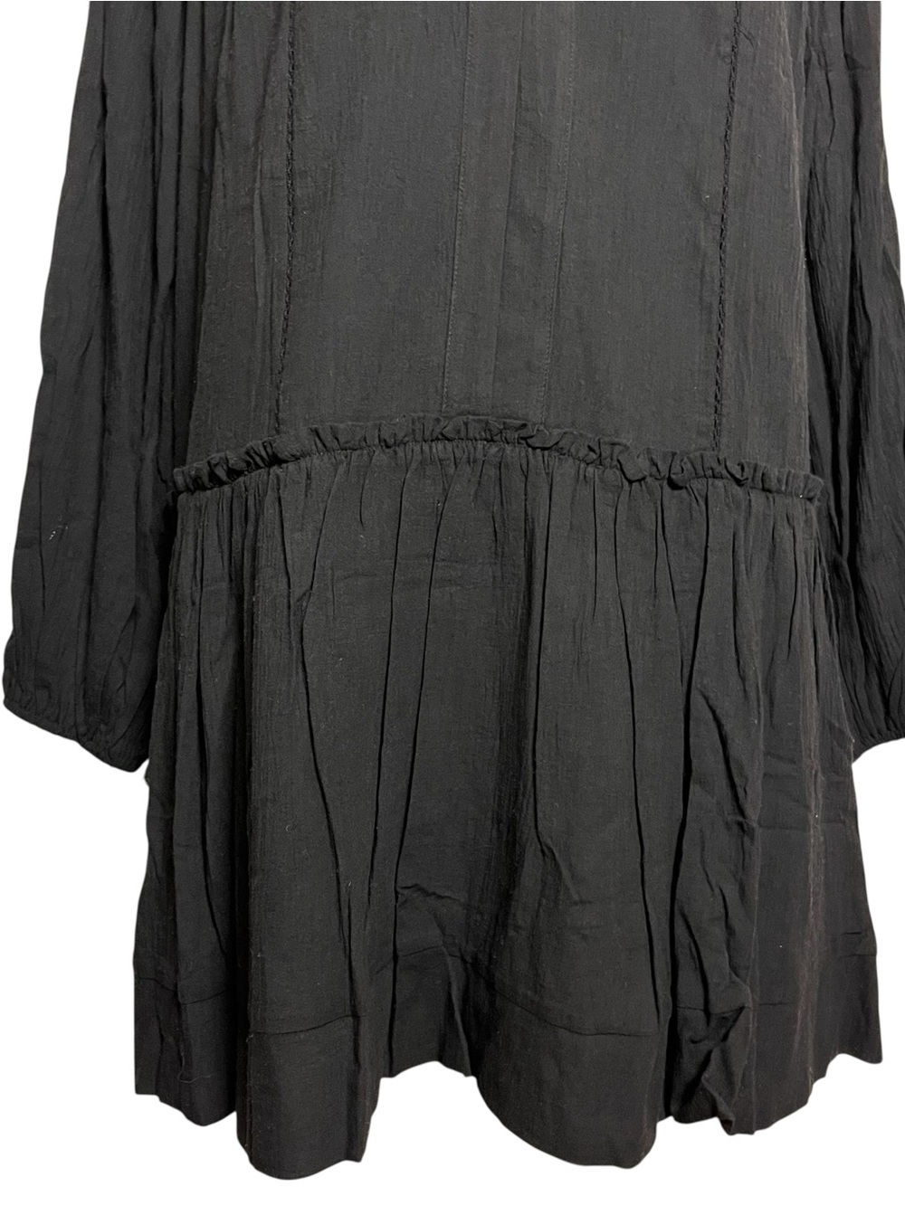 Pomander Place Ophelia NWOT Black Cotton Gauze Resort Boho Mini Dress – Size M - Picture 5 of 13